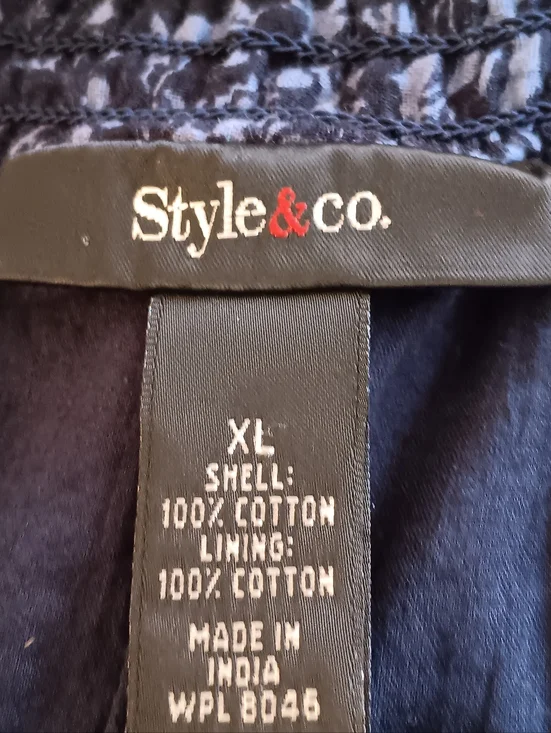 Style & Co Black Blue Printed Maxi Skirt XL Layered Ruffle Hem Flowy - Picture 5 of 5